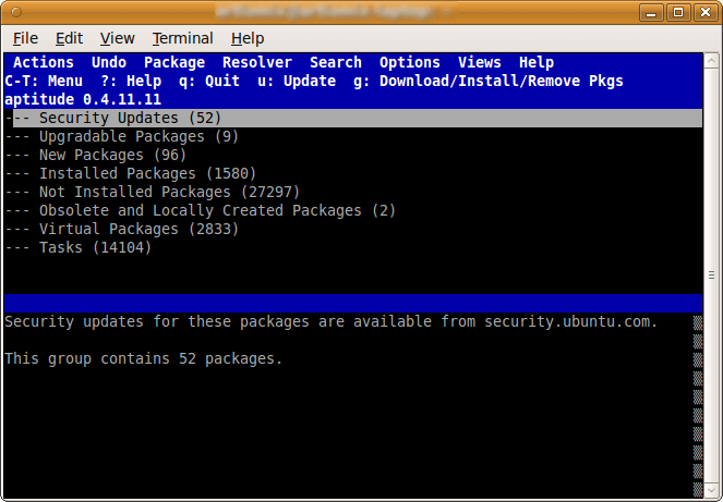 aptitute command line tool - packages